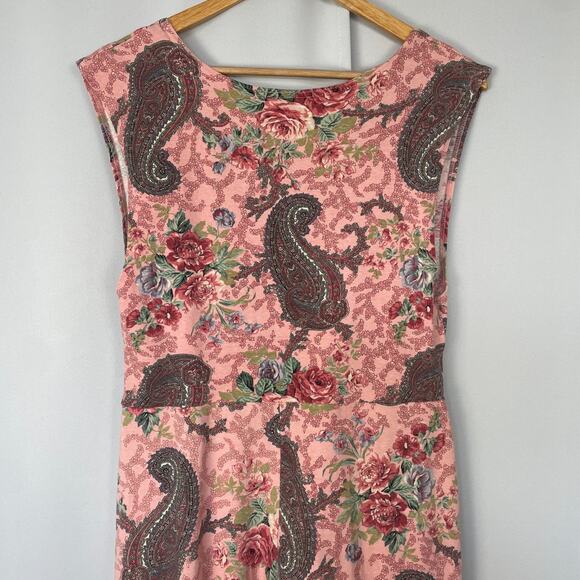 Vintage Jumpsuit Size Medium Large Pink Paisley Lounge Stretch Comfort Retro 90s - Picture 7 of 13